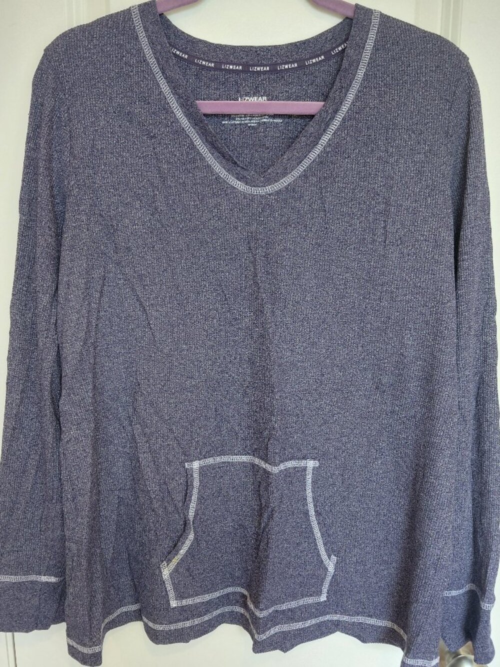 Dark Blue Ribbed Long Sleeve Tee